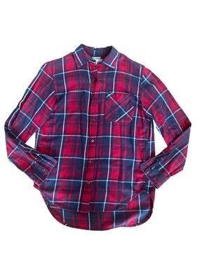 Denim & Supply Ralph Lauren Red Plaid RL Boyfriend Collared Camping Button Up